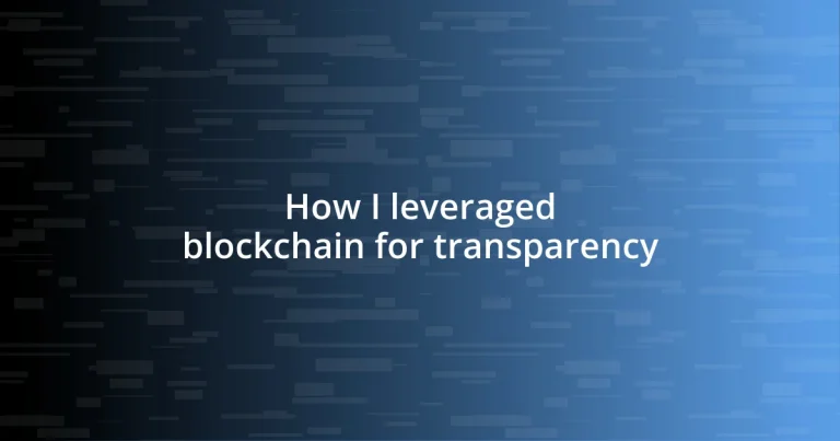 How I leveraged blockchain for transparency