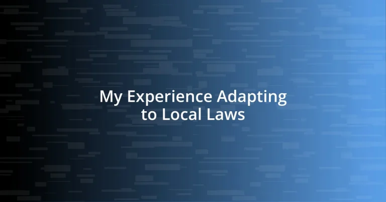 My Experience Adapting to Local Laws