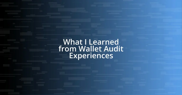 What I Learned from Wallet Audit Experiences