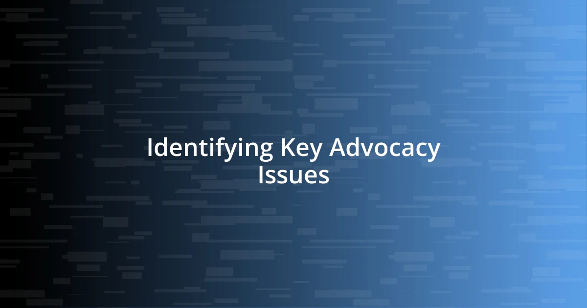 Identifying Key Advocacy Issues