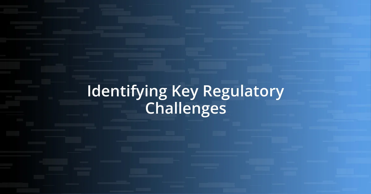 Identifying Key Regulatory Challenges