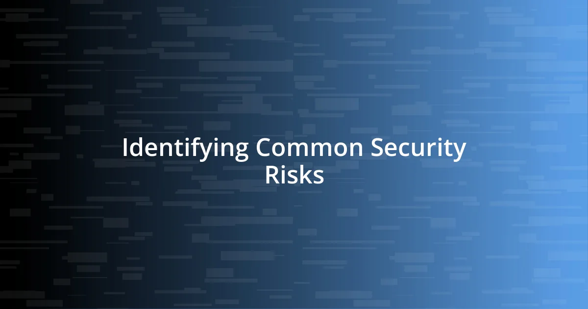 Identifying Common Security Risks