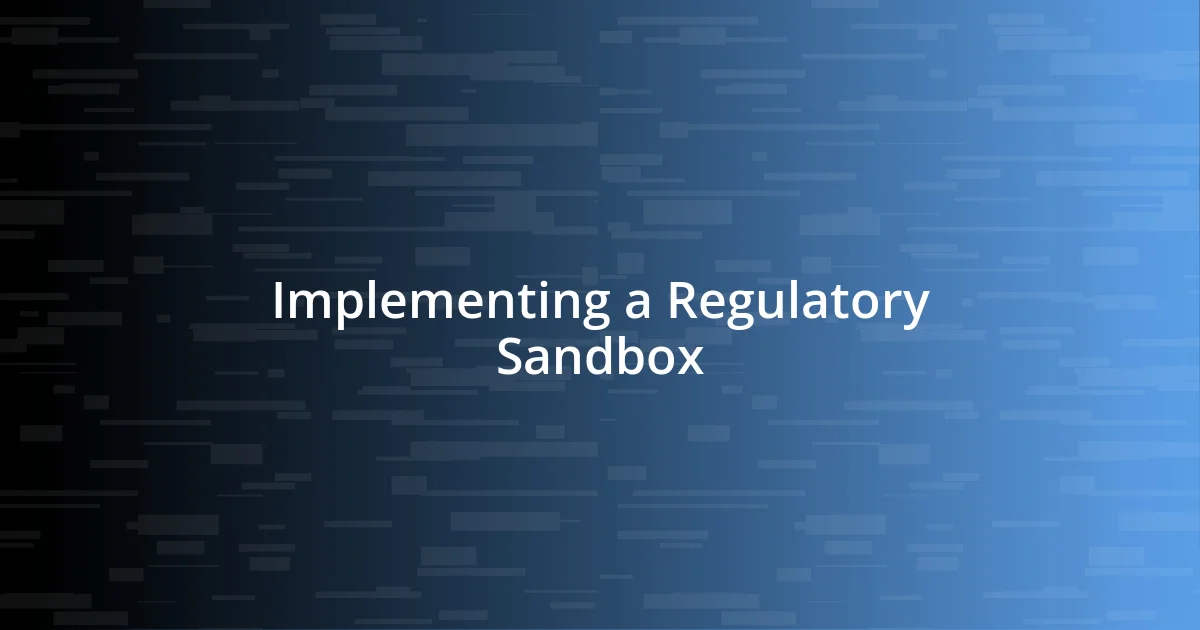 Implementing a Regulatory Sandbox