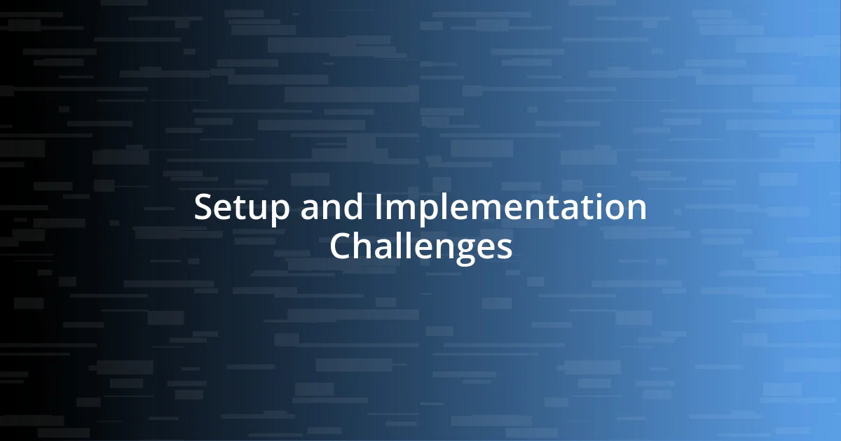 Setup and Implementation Challenges